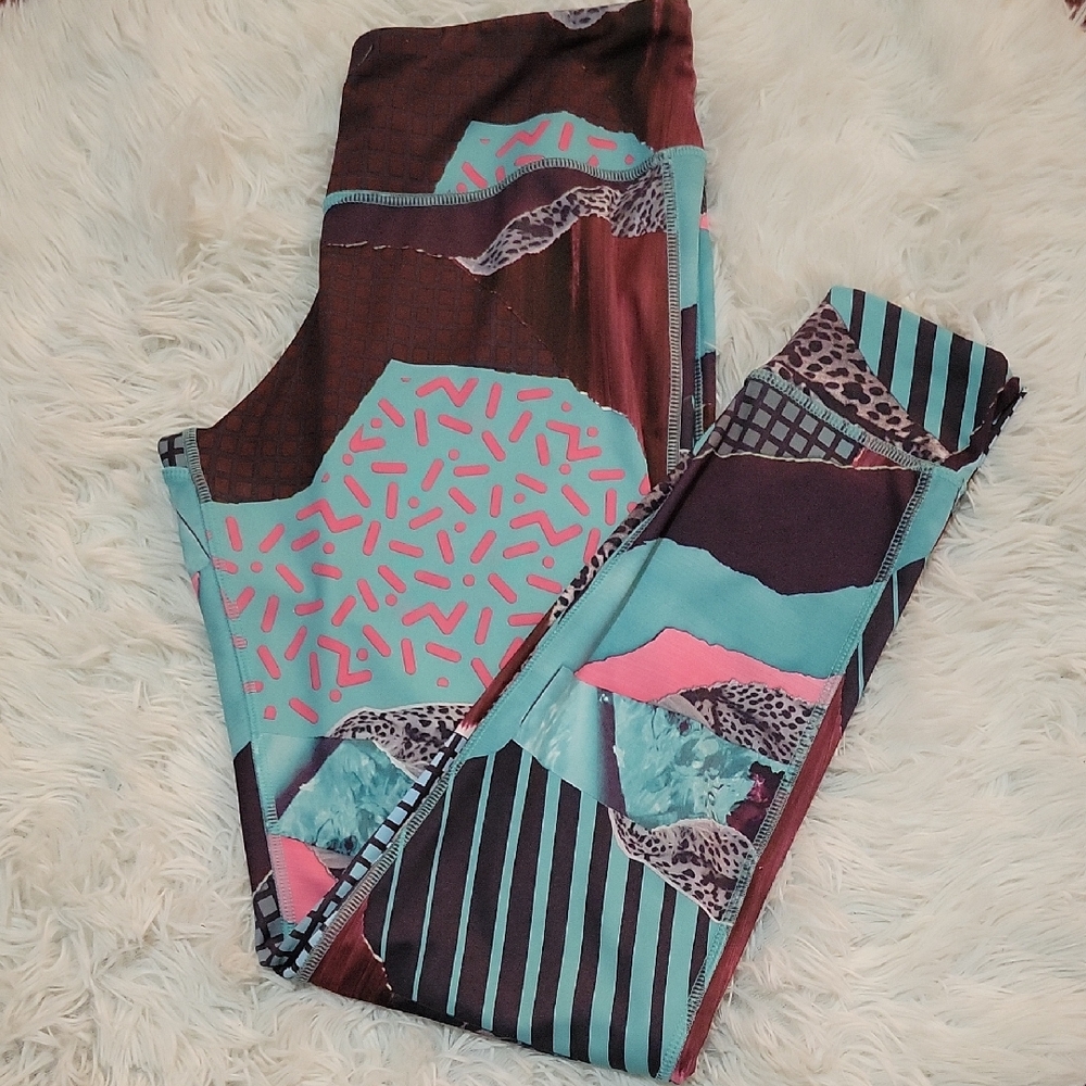 Reebok Leggings with Brown and Pink Patterns